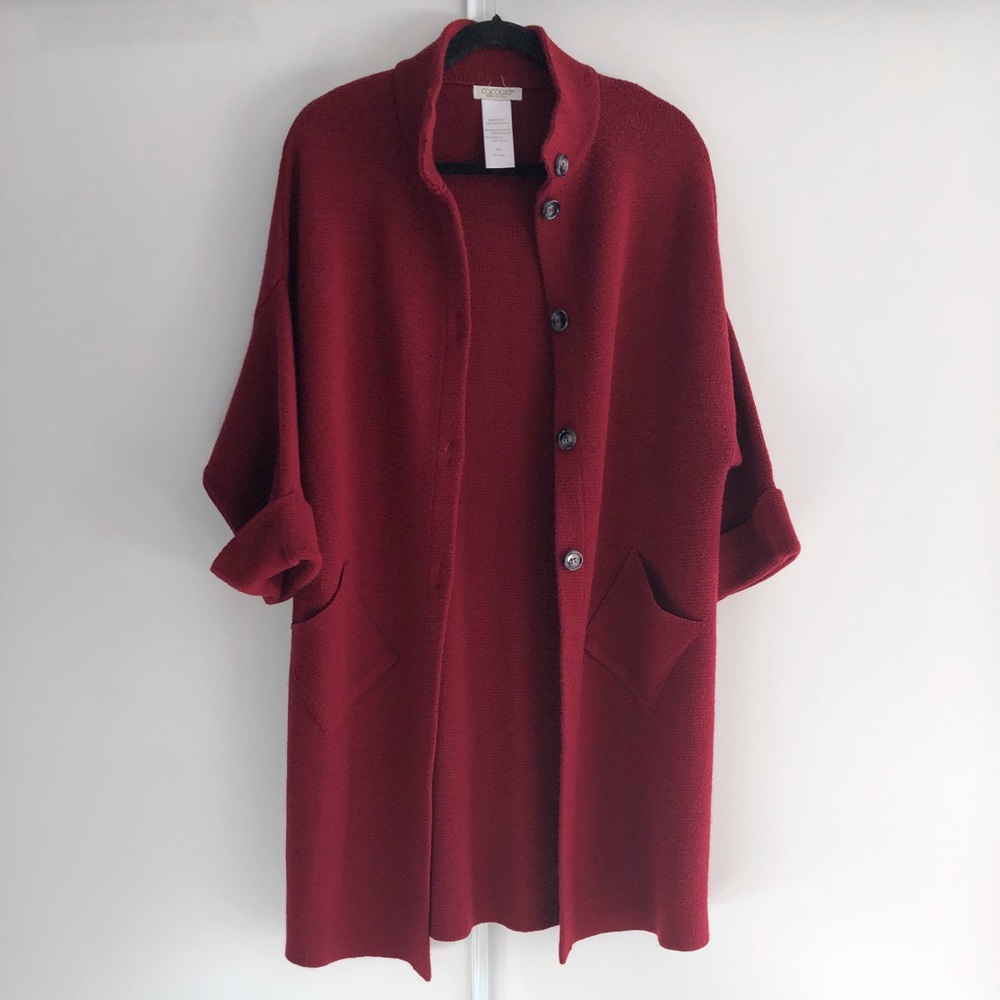 Long Italian Wool Blend Knit Sweater/Cardi/Coat
